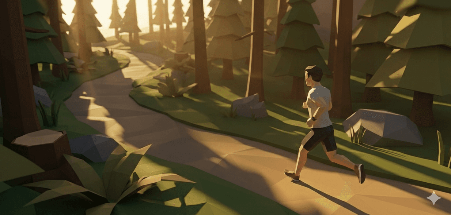 Runner on a forest trail